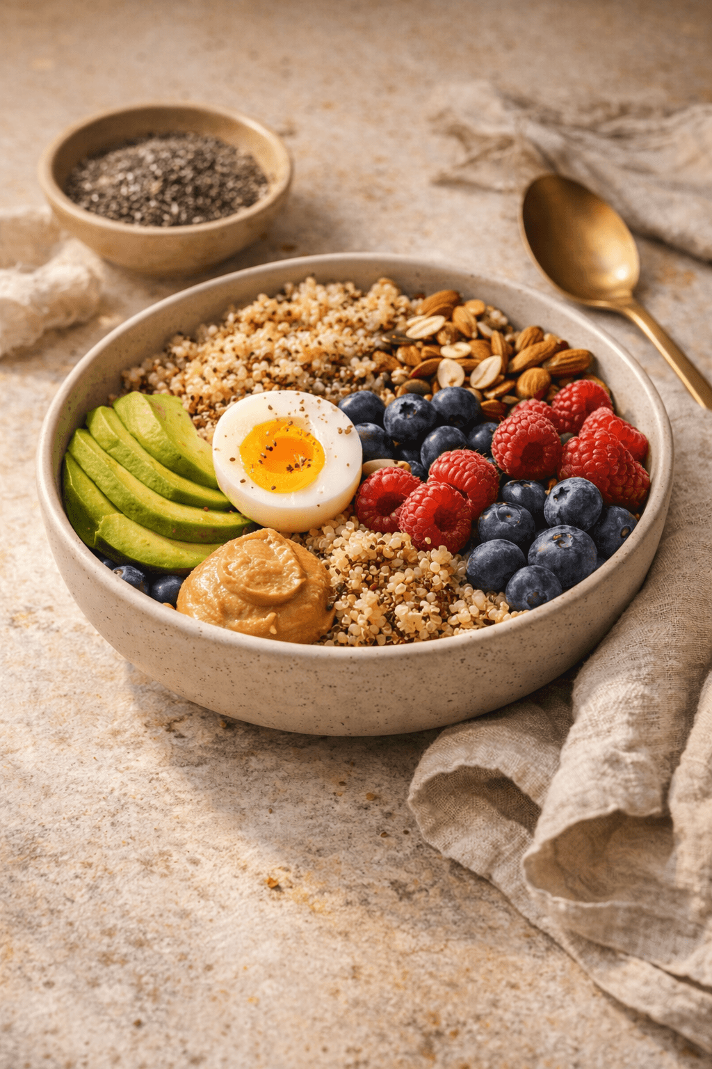 A clean, modern breakfast bowl representing blood sugar stability