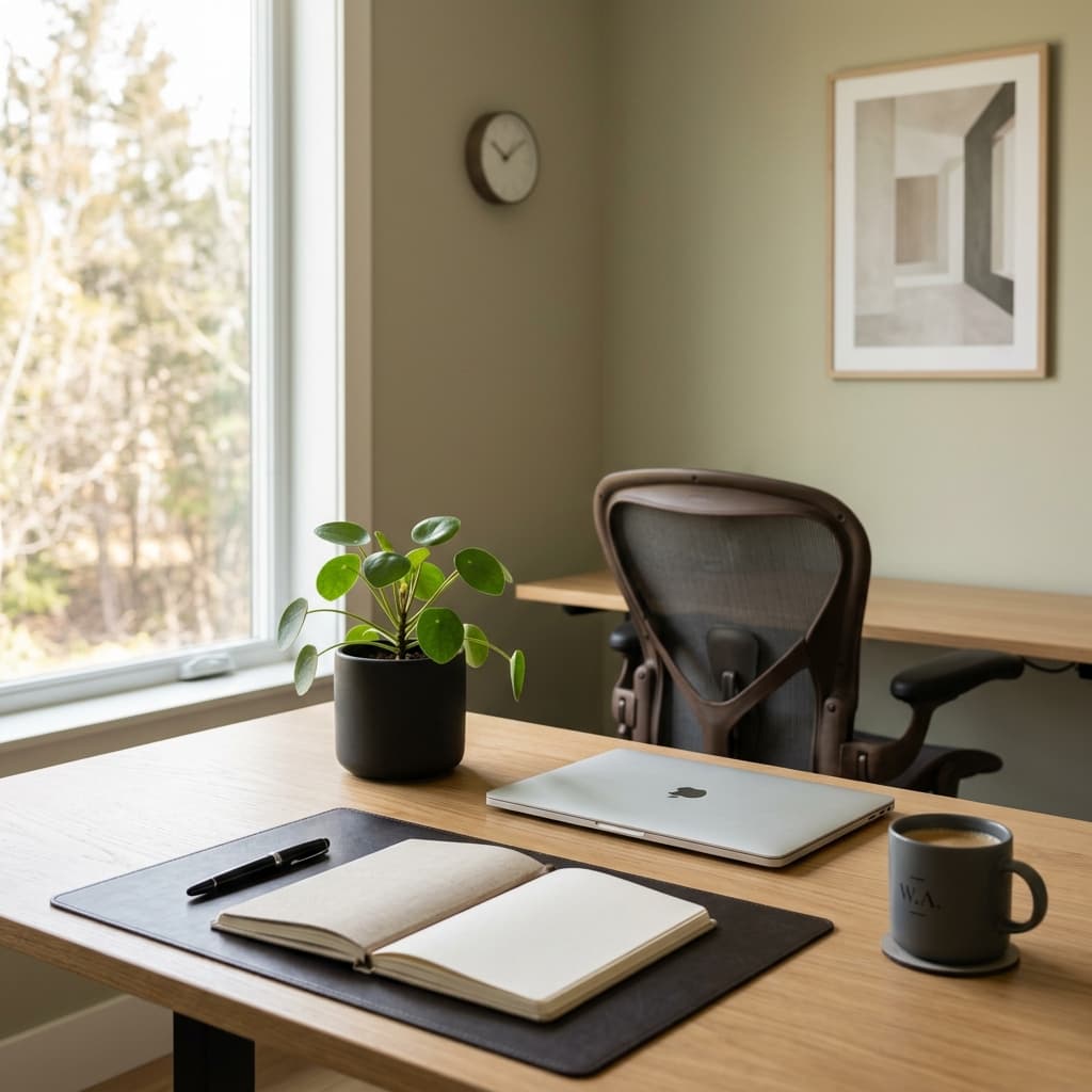 An organized, minimalist workspace reflecting mental clarity